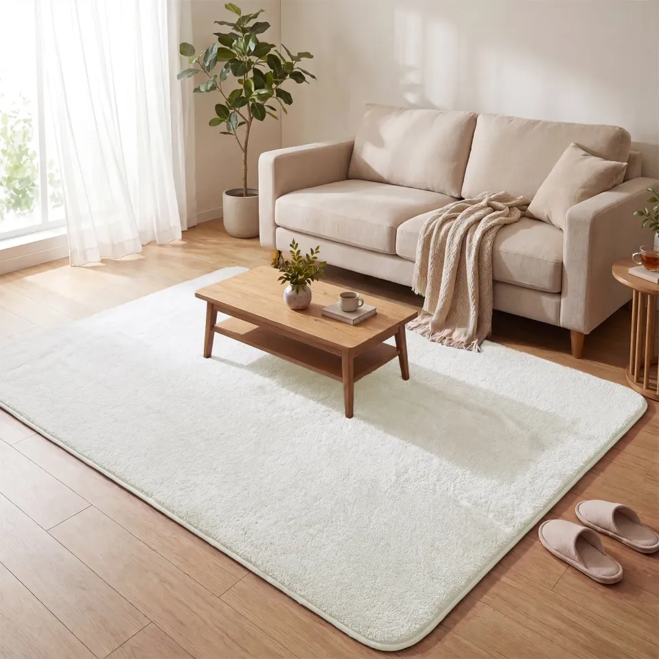 VOUNOT Tappeto Soggiorno Pelo Raso 160x230 Crema Antiscivolo