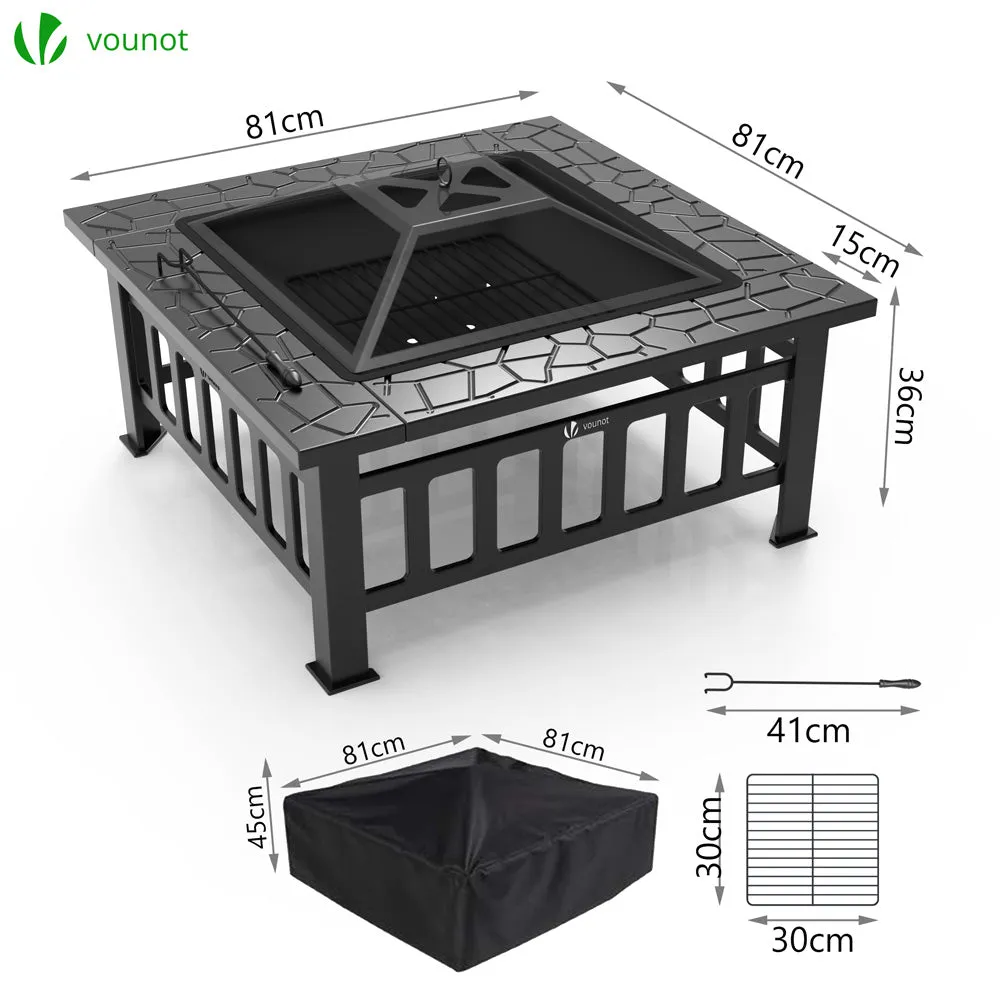 VOUNOT braciere esterno 3 in 1 metallo 81 cm
