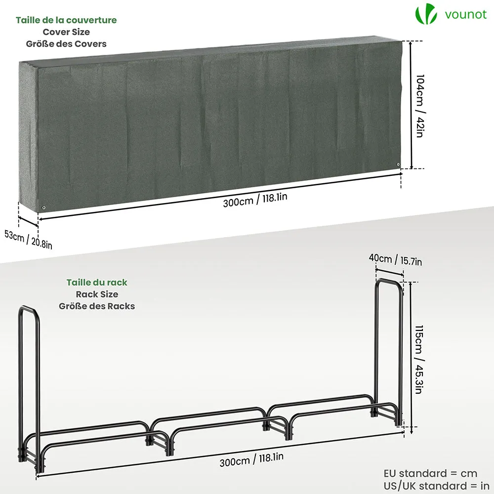 VOUNOT Portalegna Acciaio 3m con Telo 300x40x115cm