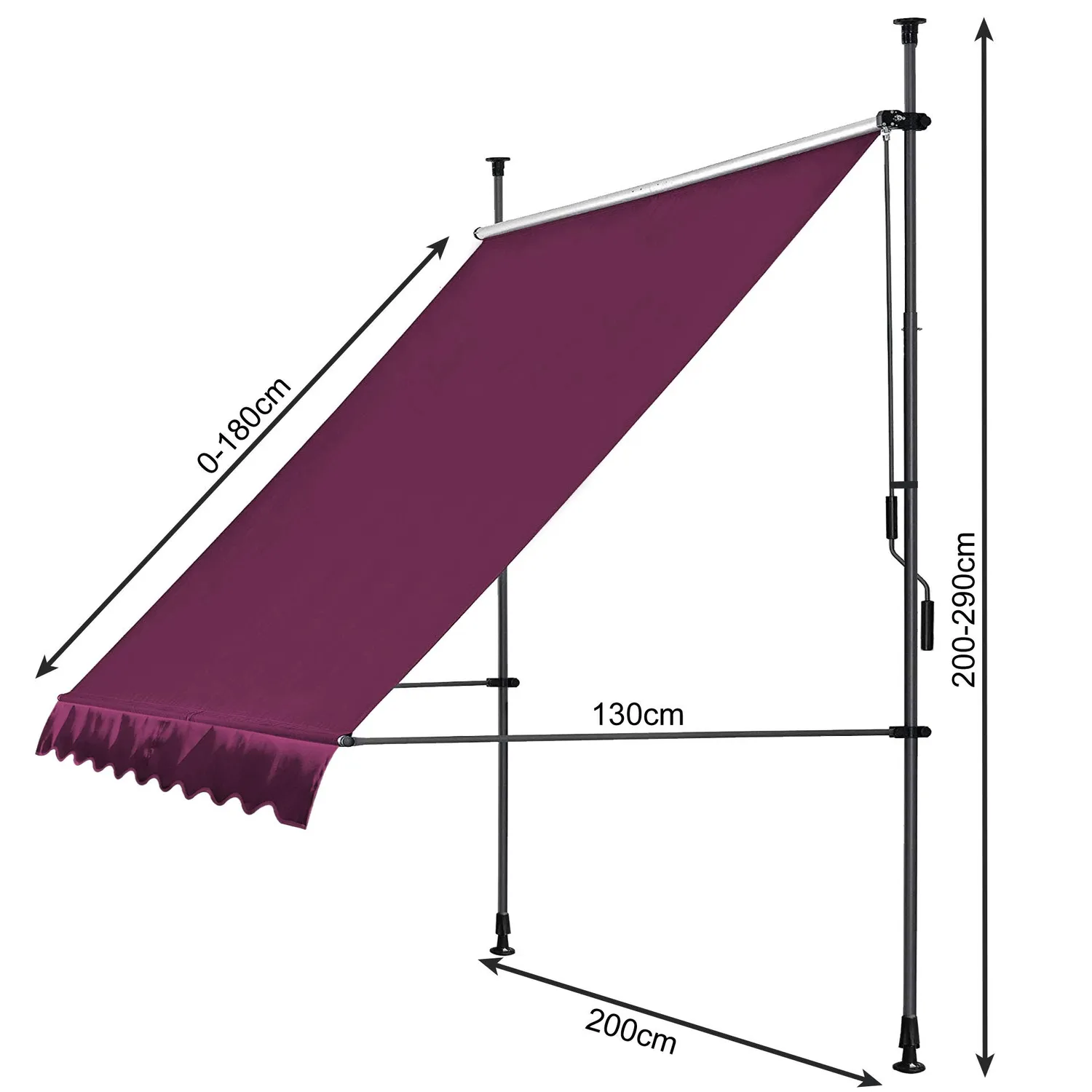 Quick Star tenda a morsetto 200x130 cm bordeaux senza fori