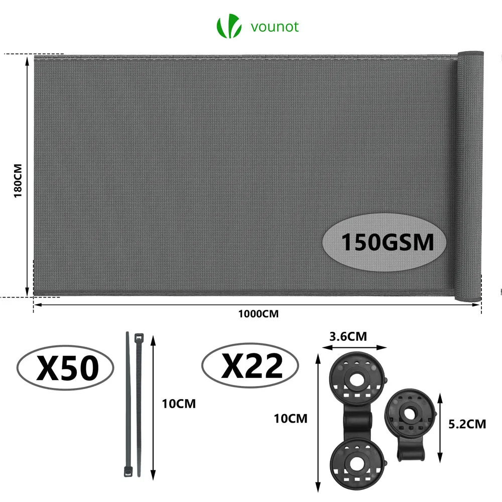 VOUNOT Telo Frangivista 1,8x10 m Grigio 150 g Occultante 85%