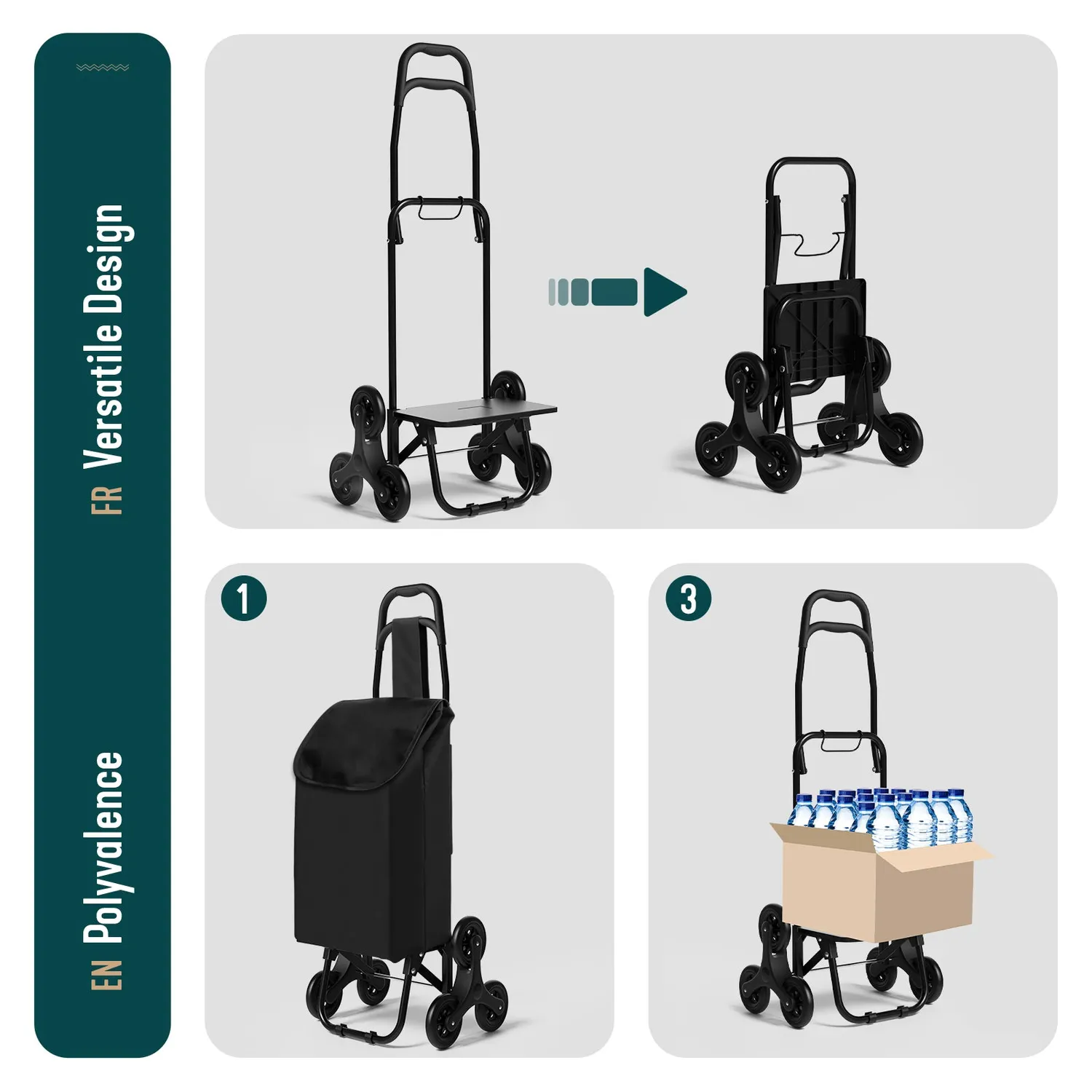 Vounot Carrello Spesa Saliscale Pieghevole 32L Nero