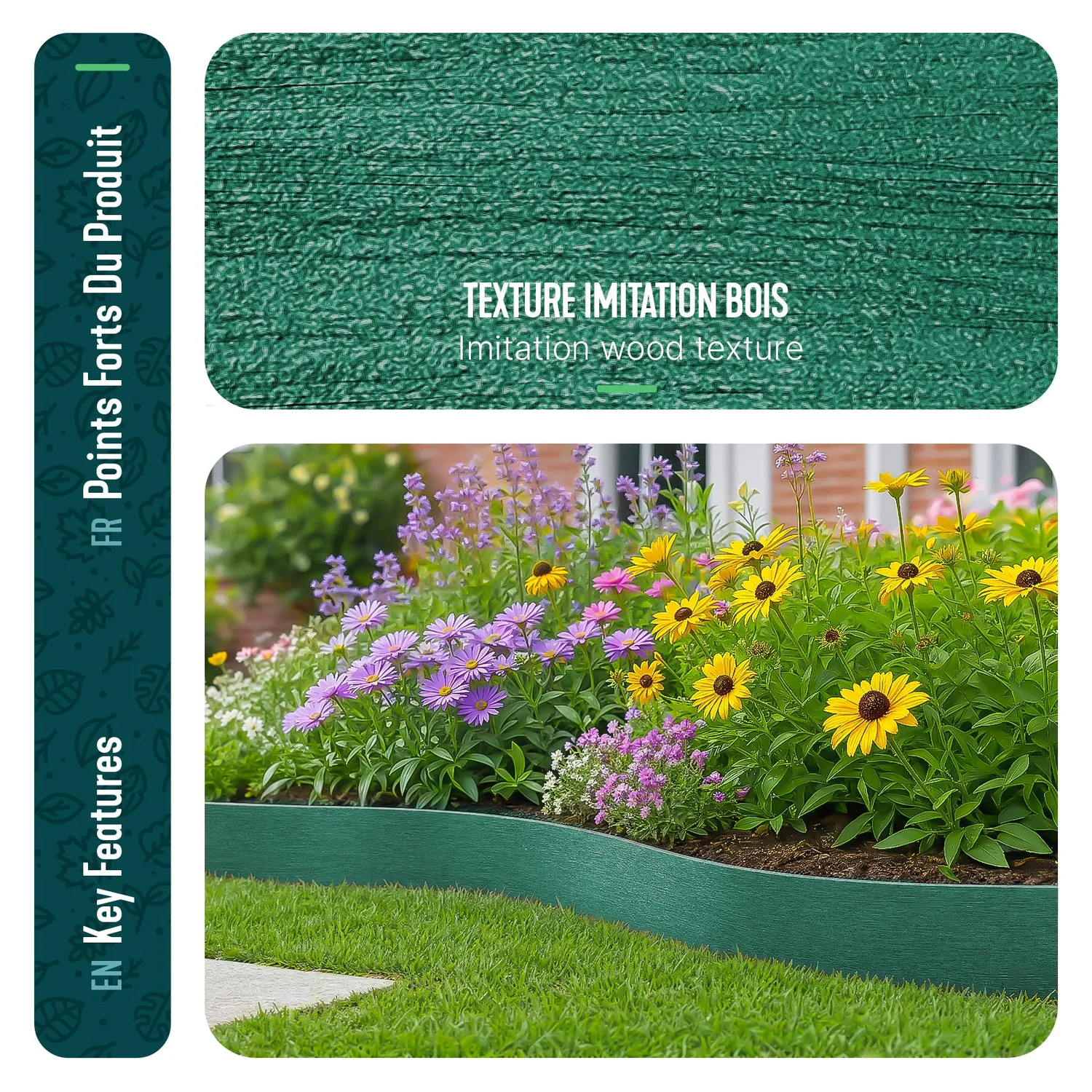 Vounot bordura giardino flessibile 10 m verde con picchetti