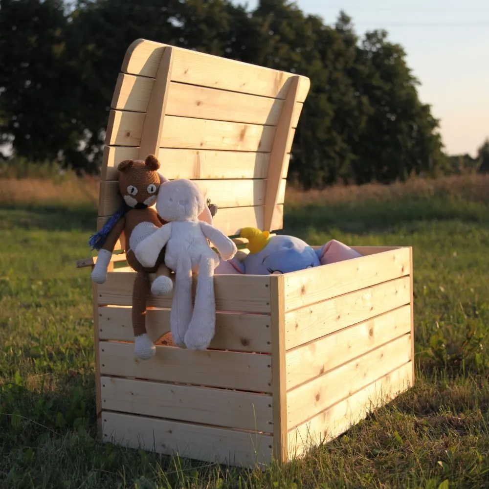 Timbela M034-1 baule legno bambini con coperchio