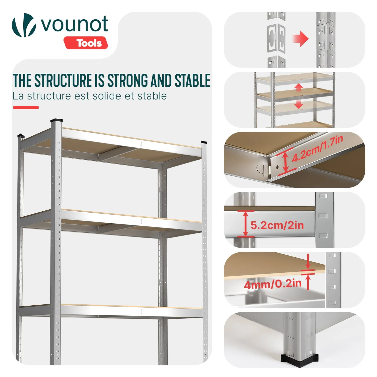 VOUNOT scaffale metallo 5 ripiani 90x40x180 set 2pz