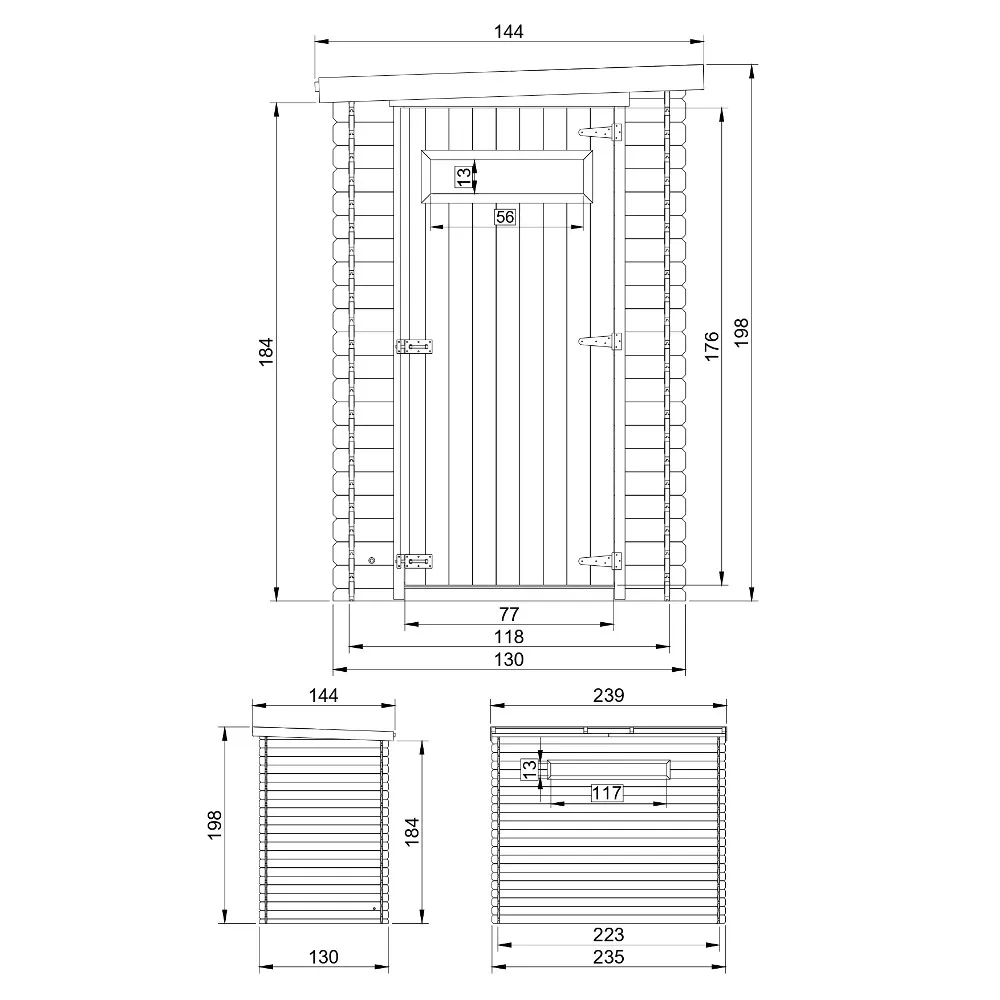 Timbela M306A casetta legno 130x235 cm 3 m2 con finestre