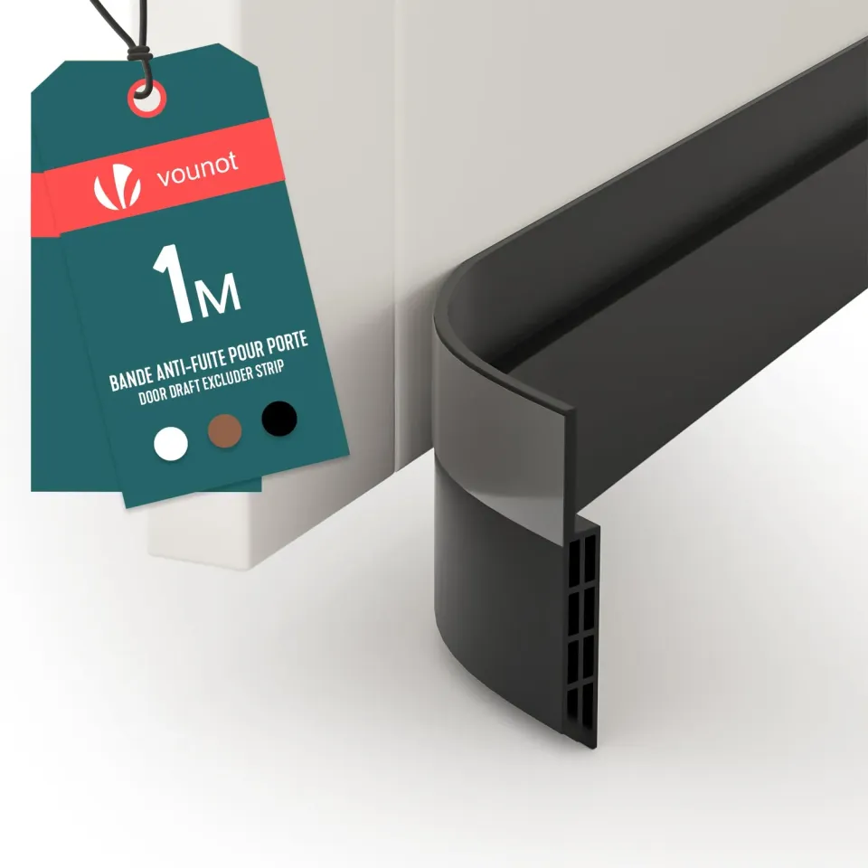 Vounot Paraspifferi Porta Adesivo 100cm Nero Isolante