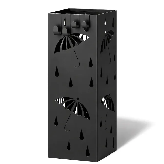VOUNOT Portaombrelli in Metallo Nero 15,5x15,5x43,5 cm con vaschetta