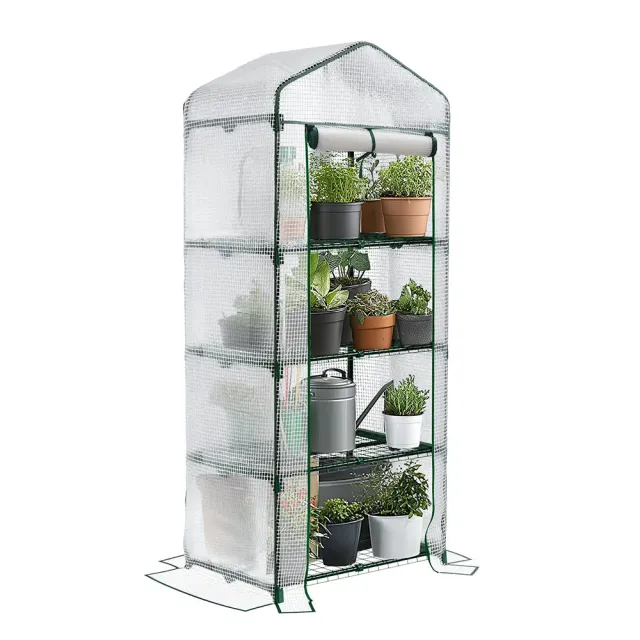 Vounot serra da giardino 69x49x160 bianca 4 ripiani anti UV