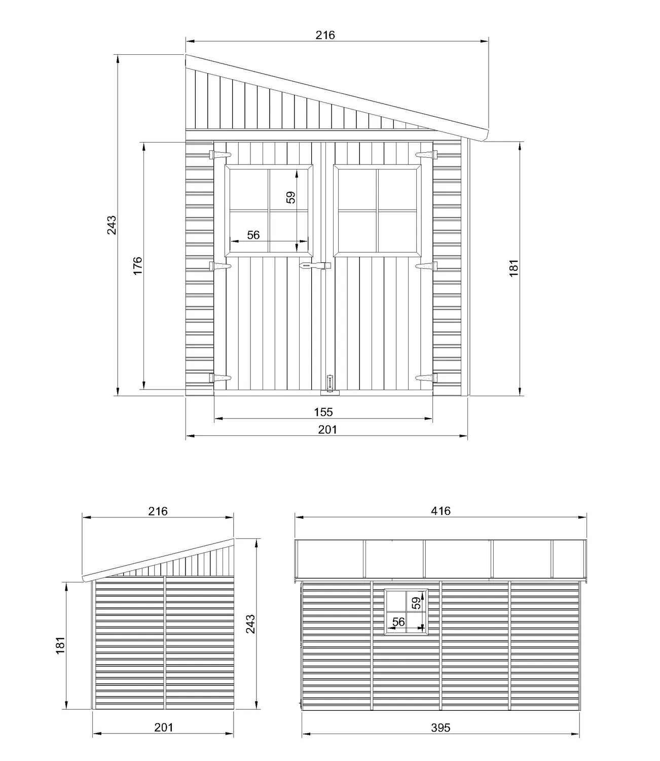 Timbela M340 Casetta da Giardino 201x395 cm 17 mm