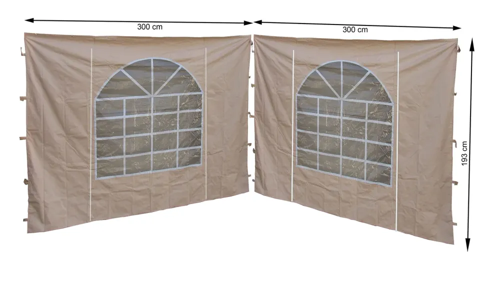 Quick Star Sahara 2 pareti laterali gazebo 3x3 m sabbia finestra
