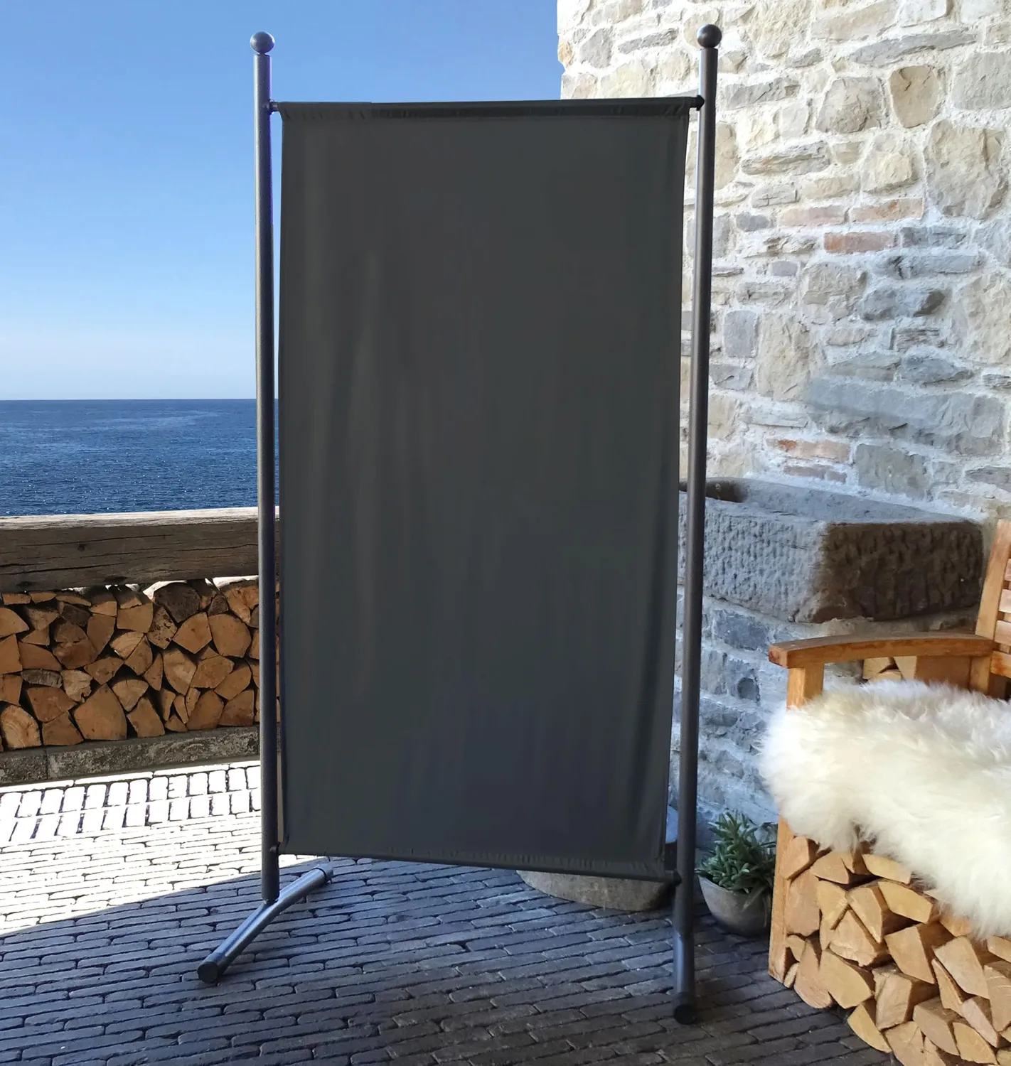 QUICK STAR 180x78 cm divisorio tessuto grigio da balcone