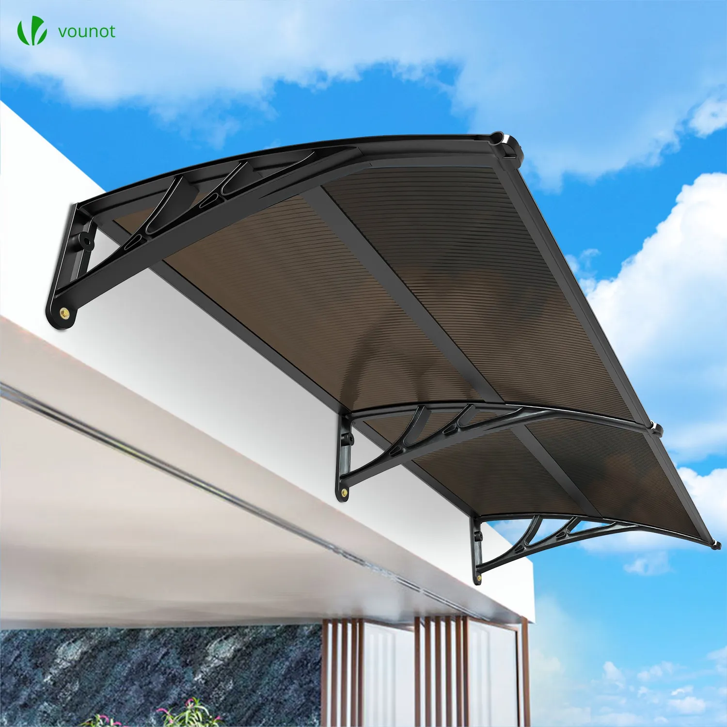 VOUNOT Pensilina porta policarbonato 200x80cm marrone