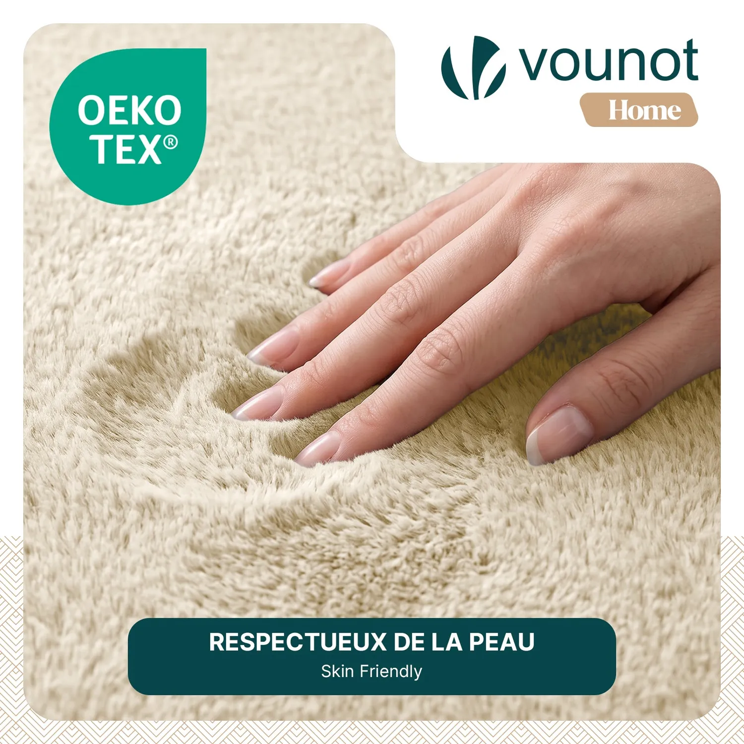 VOUNOT Tappeto Soggiorno 140x200 Beige Pelo Raso