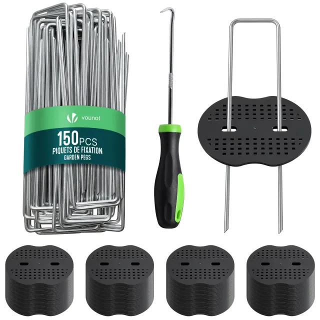 VOUNOT Picchetti a U 150 mm metallo kit 150 pezzi con rondelle