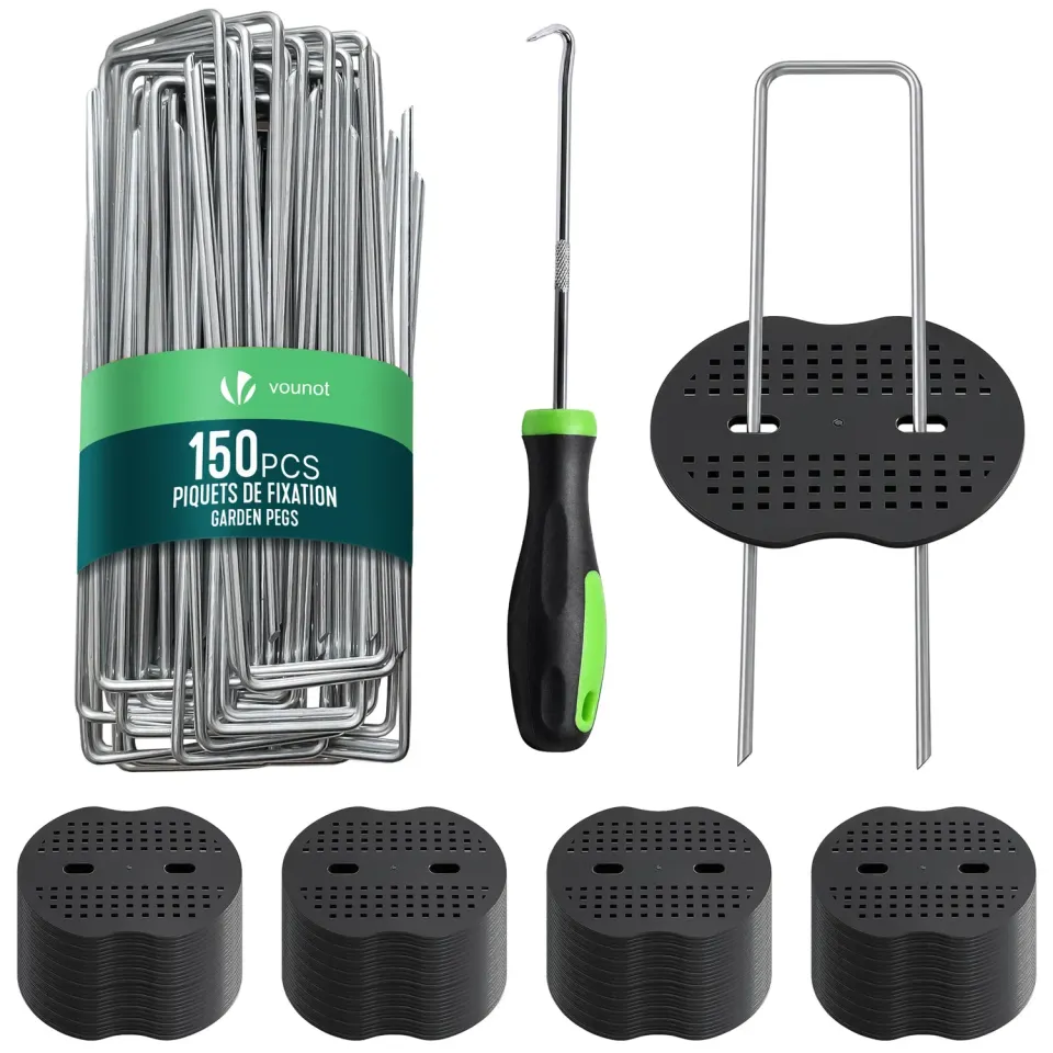 VOUNOT Picchetti a U 150 mm metallo kit 150 pezzi con rondelle