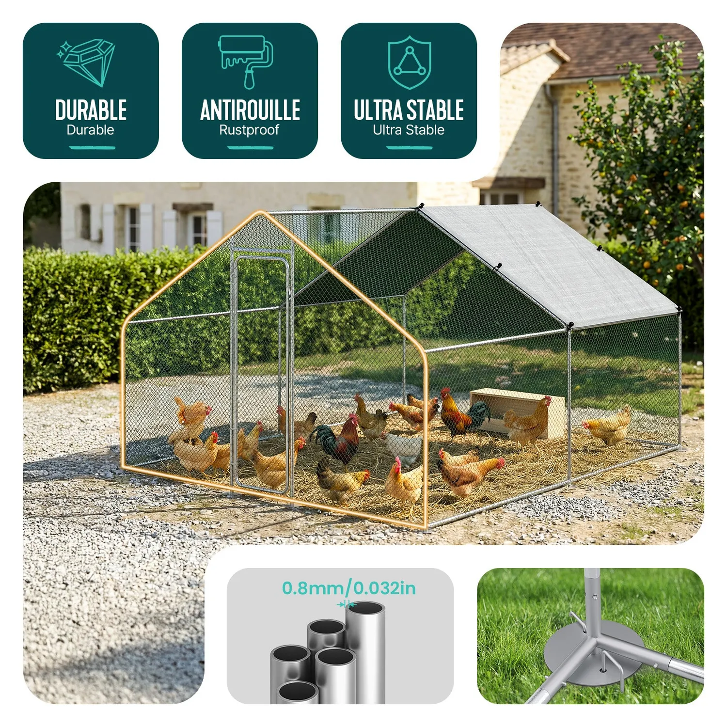 Vounot recinto pollaio 3x3x2 m con telo
