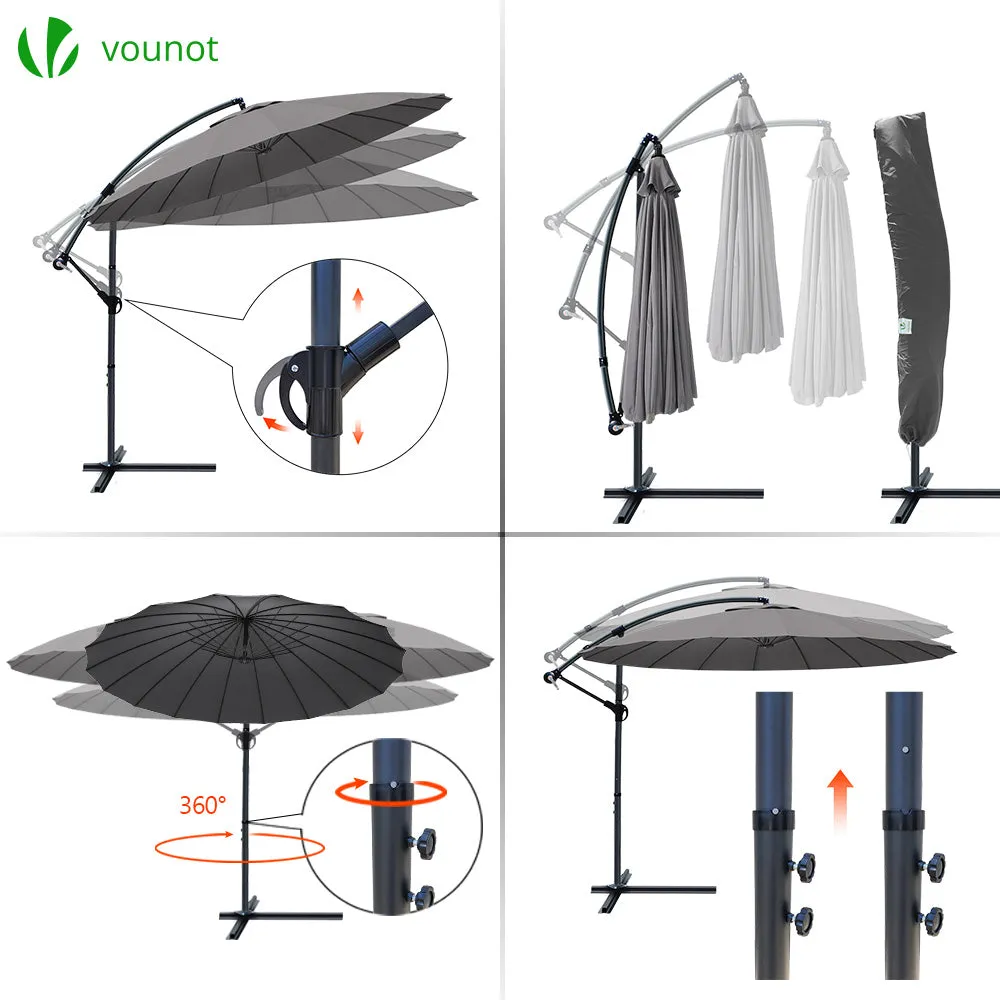 Vounot ombrellone decentrato 3 m grigio