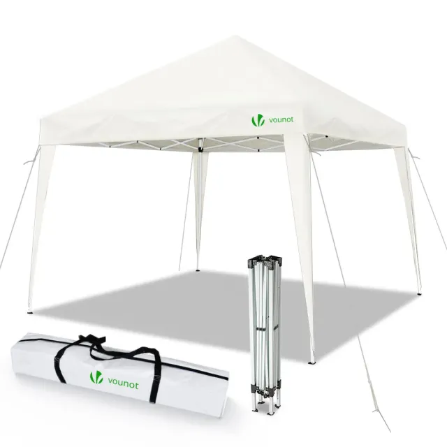 VOUNOT Gazebo Pieghevole 3x3m Bianco con Borsa