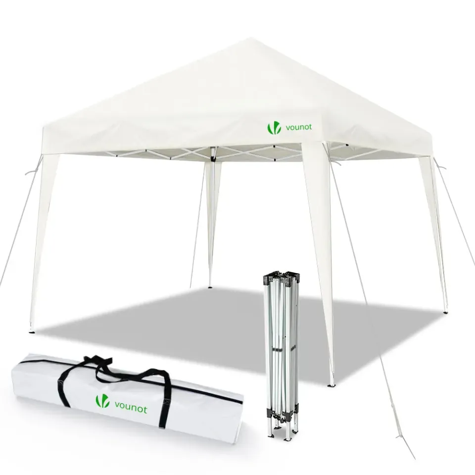 VOUNOT Gazebo Pieghevole 3x3m Bianco con Borsa