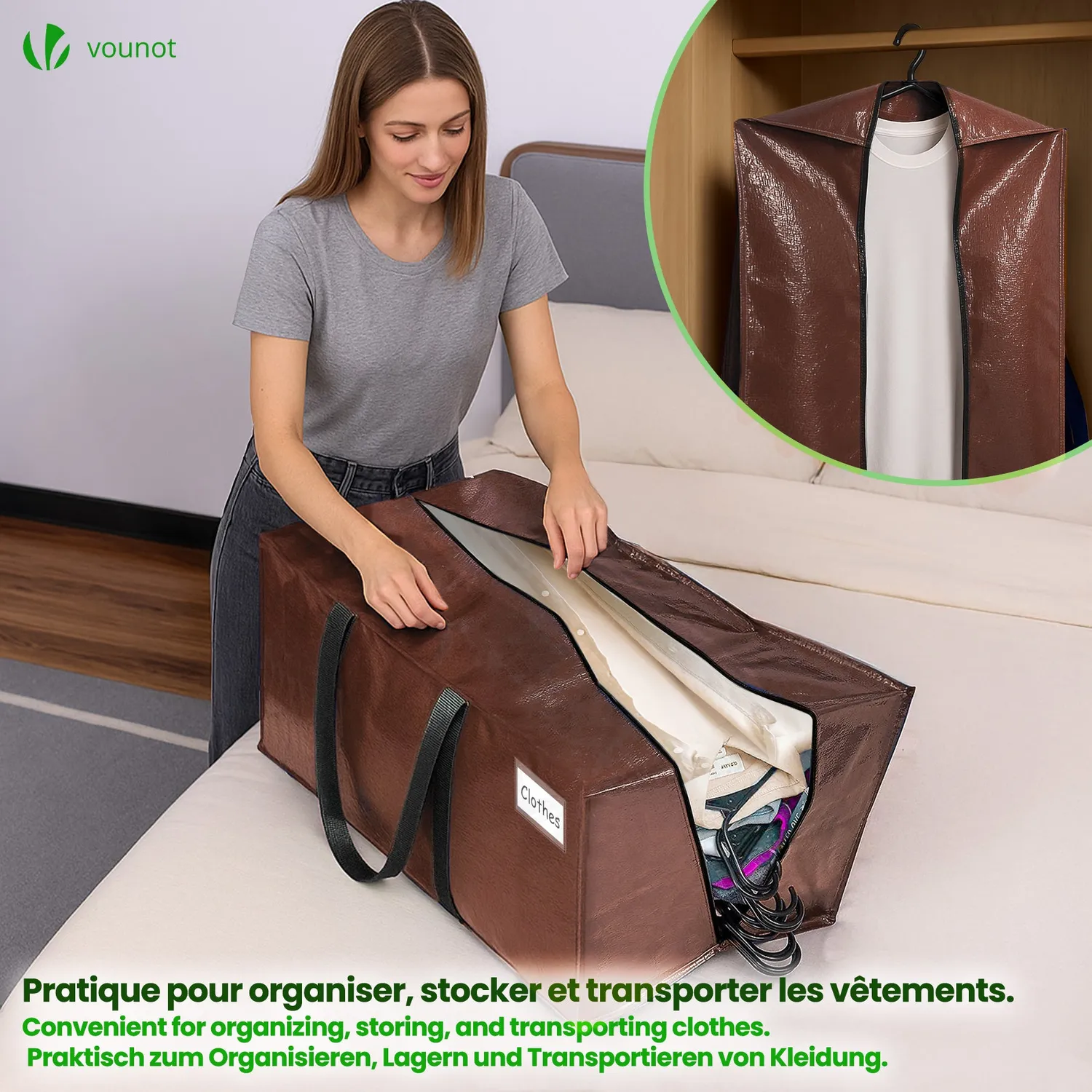 Vounot sacchi trasloco 88 L marroni set 10 pezzi cinghie