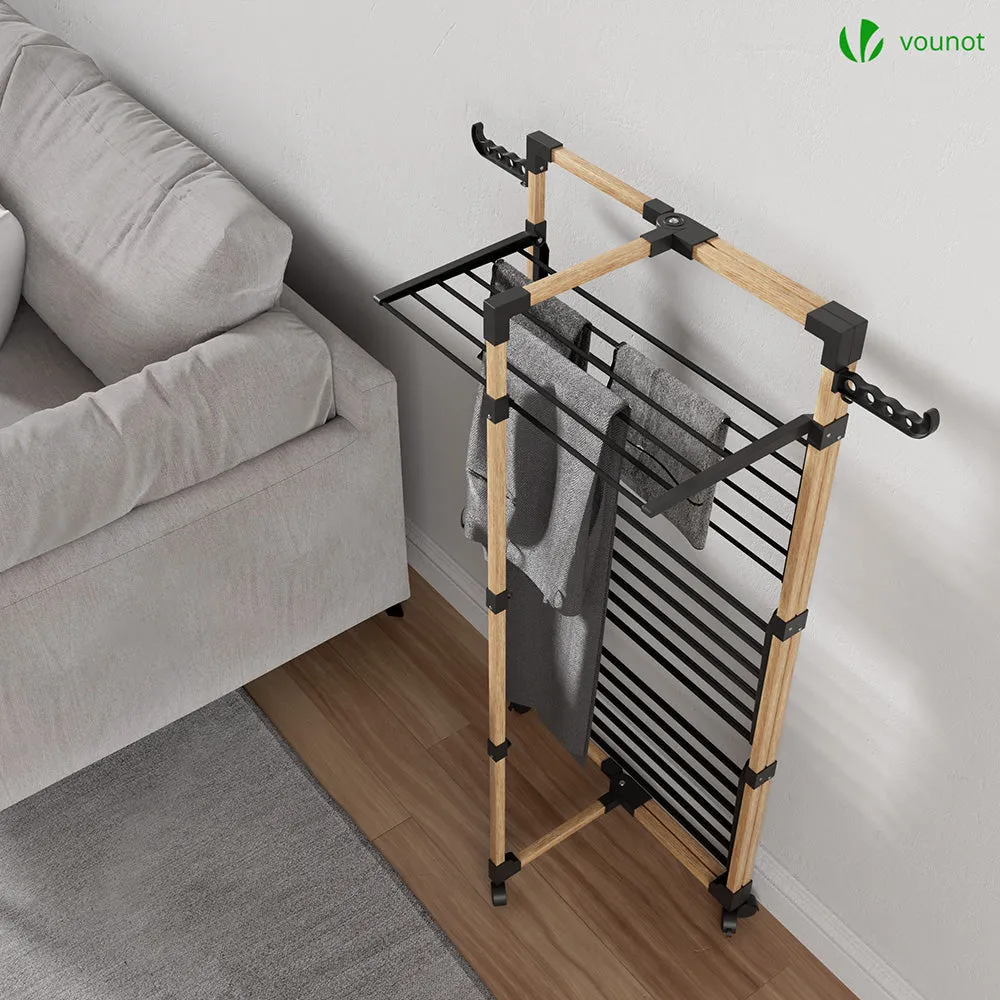 Vounot stendibiancheria a torre 3 livelli nero 69x136cm legno