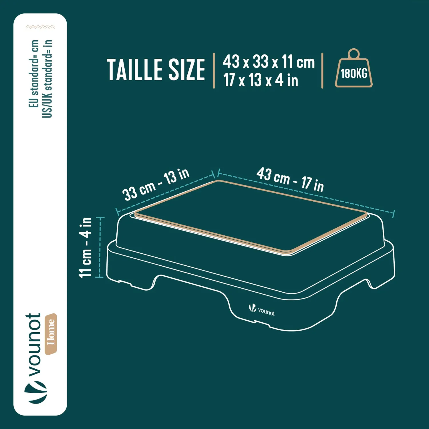 Vounot Predellino Bagno Antiscivolo Blu 43x33x11 cm 180 kg
