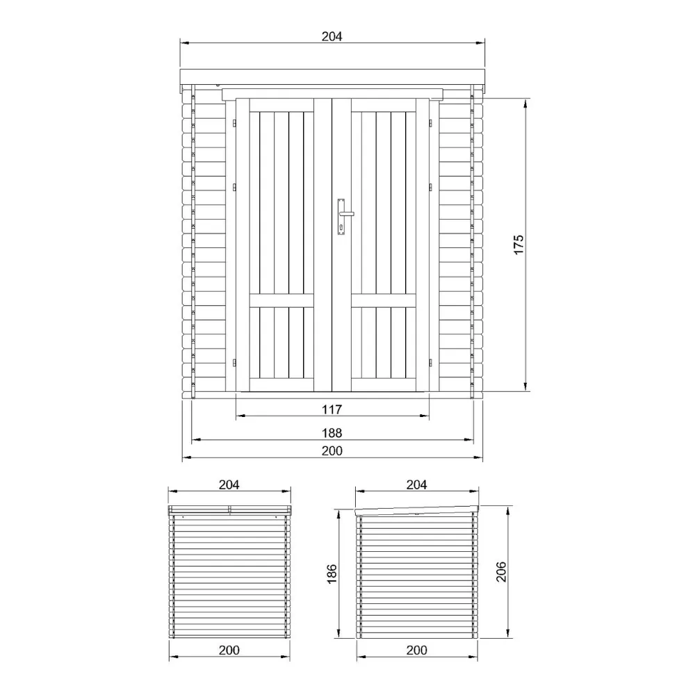 Timbela M309F1 casetta legno 3,53 m² porte doppie 19 mm