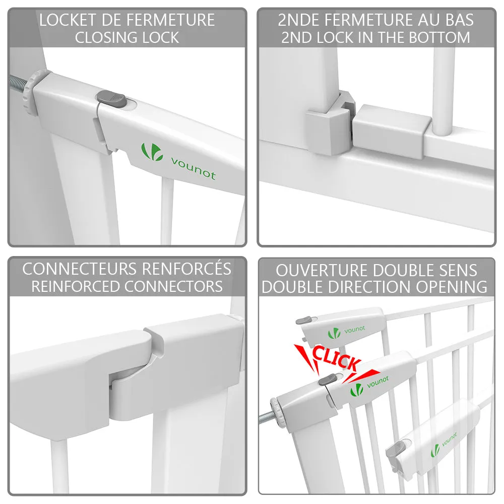 Vounot cancelletto sicurezza 100-108 cm bianco senza fori