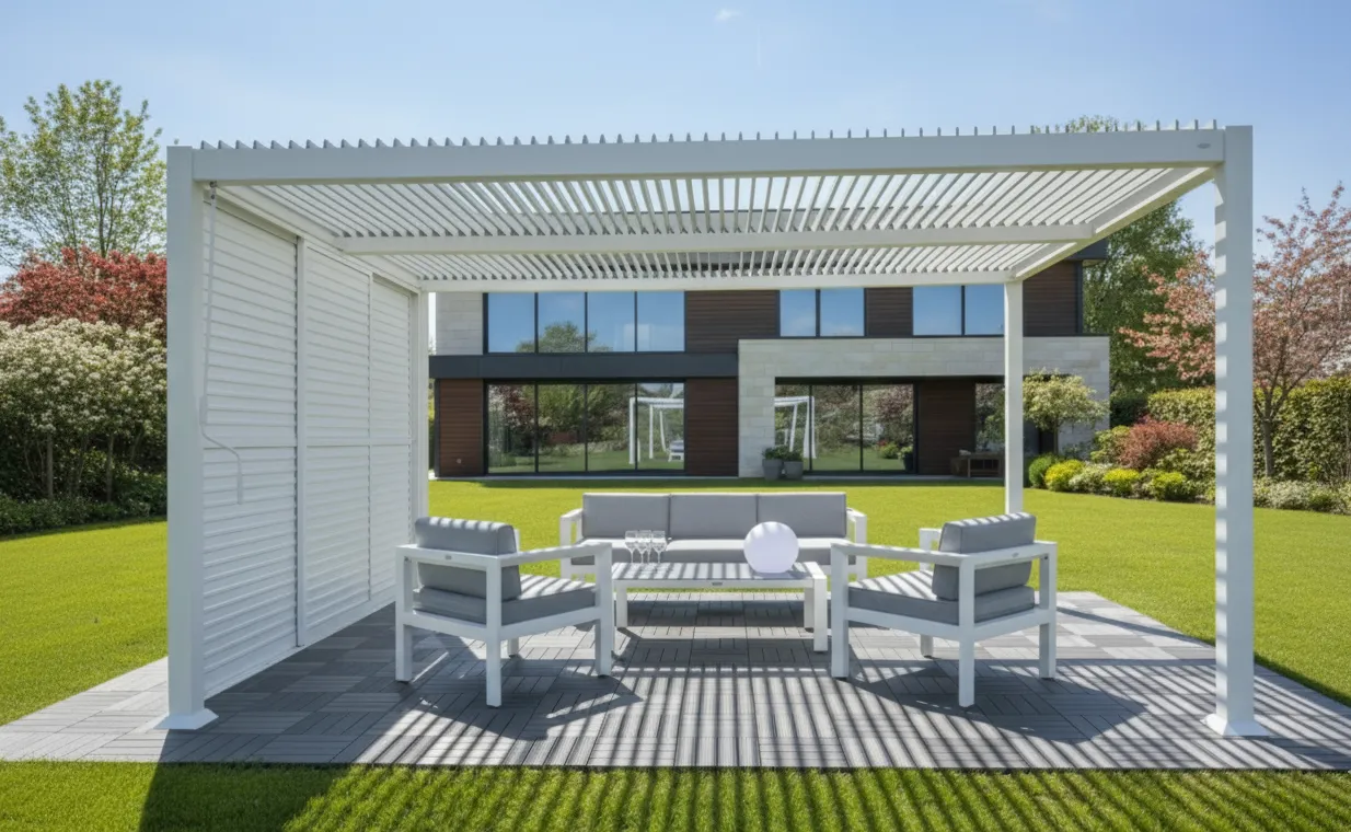 Giardini di Maggio Persiane scorrevoli bianche parete 370x238 lato 4m
