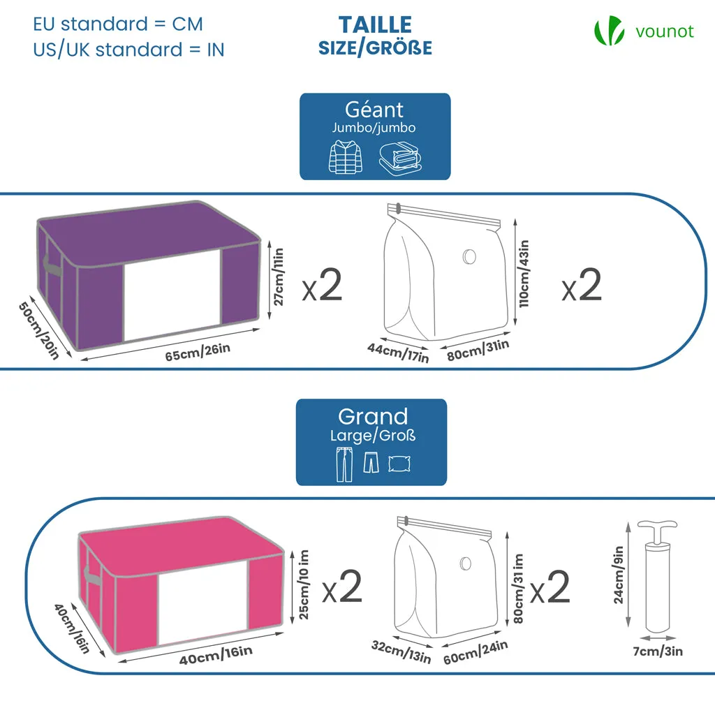 VOUNOT Kit Sottovuoto 9pz con Pompa Salvaspazio Vestiti