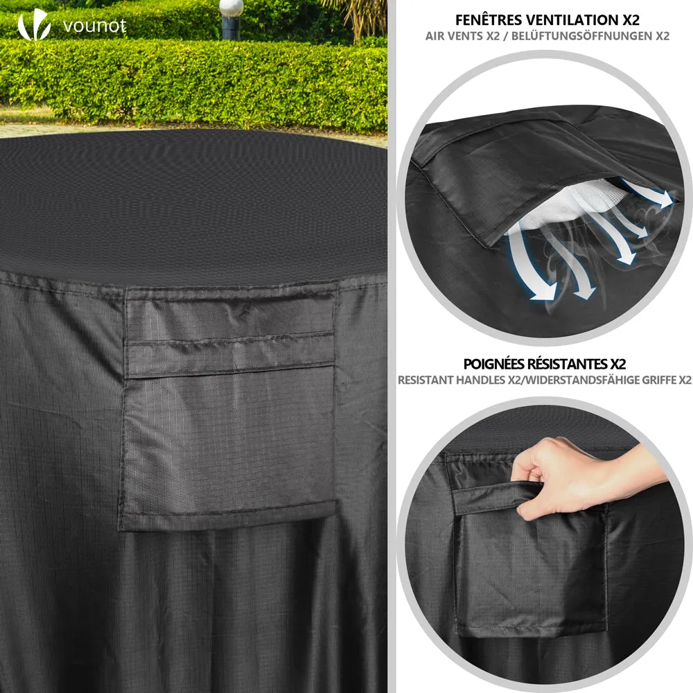 VOUNOT Copertura tavolo giardino rotonda nera Ø180x73 cm 420D