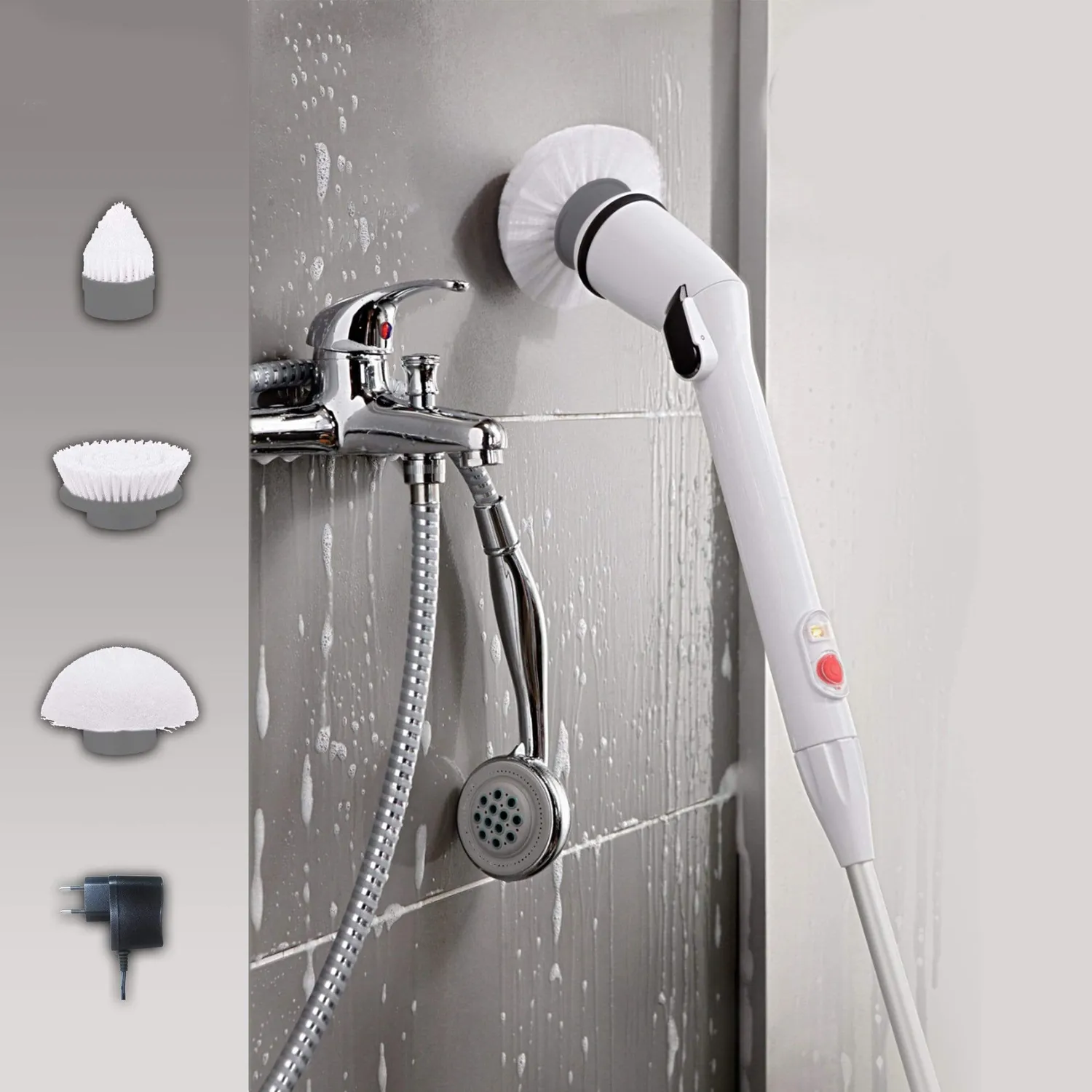 Vounot spazzola elettrica pulizia ricaricabile con manico 117cm