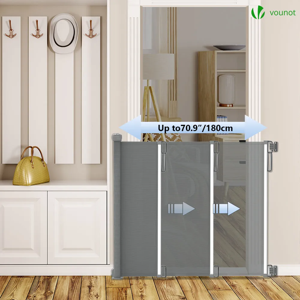 VOUNOT Barriera Sicurezza Retrattile 180cm Grigia Bambini