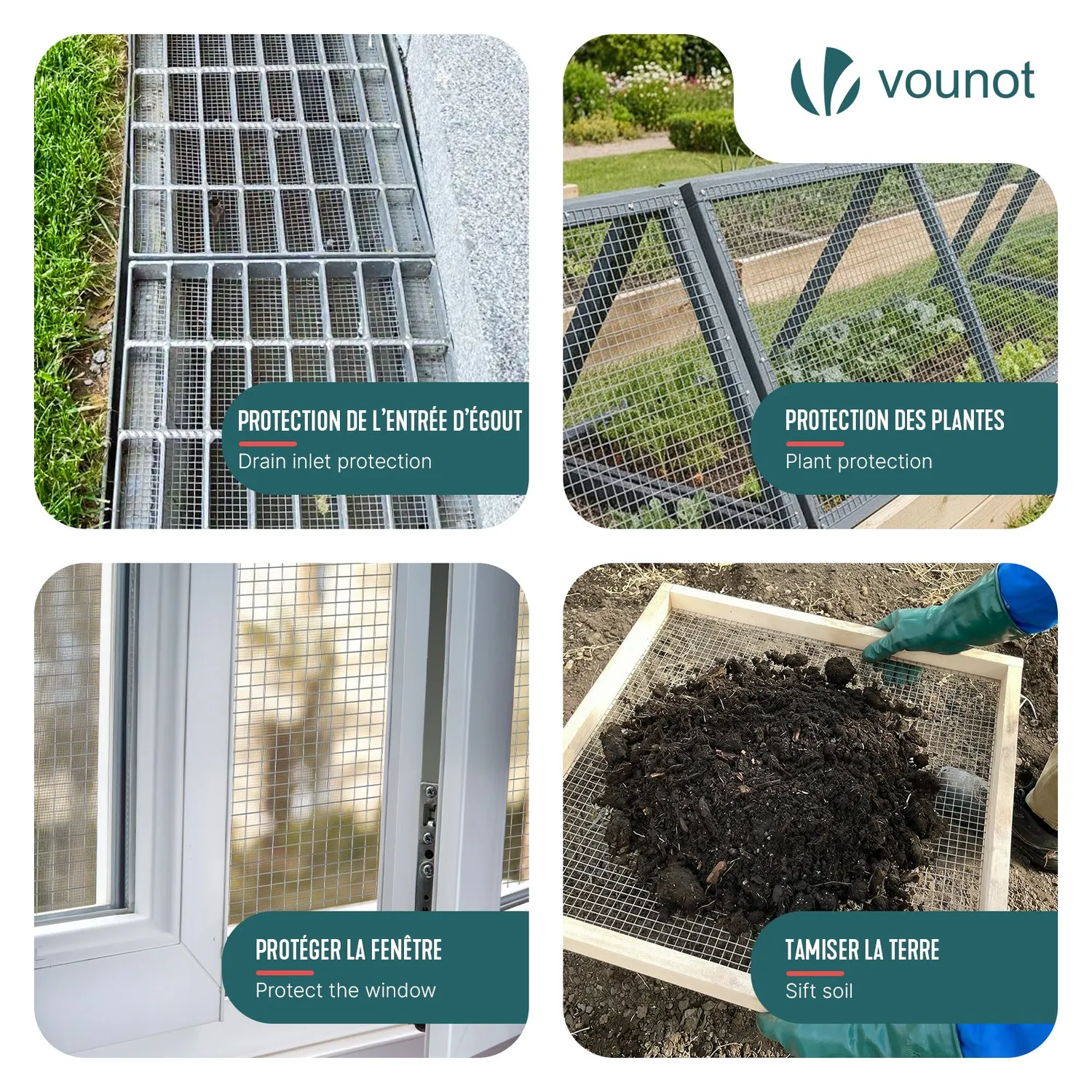 VOUNOT Rete Metallica Zincata 1x10m Maglia 25mm Rotolo Giardino