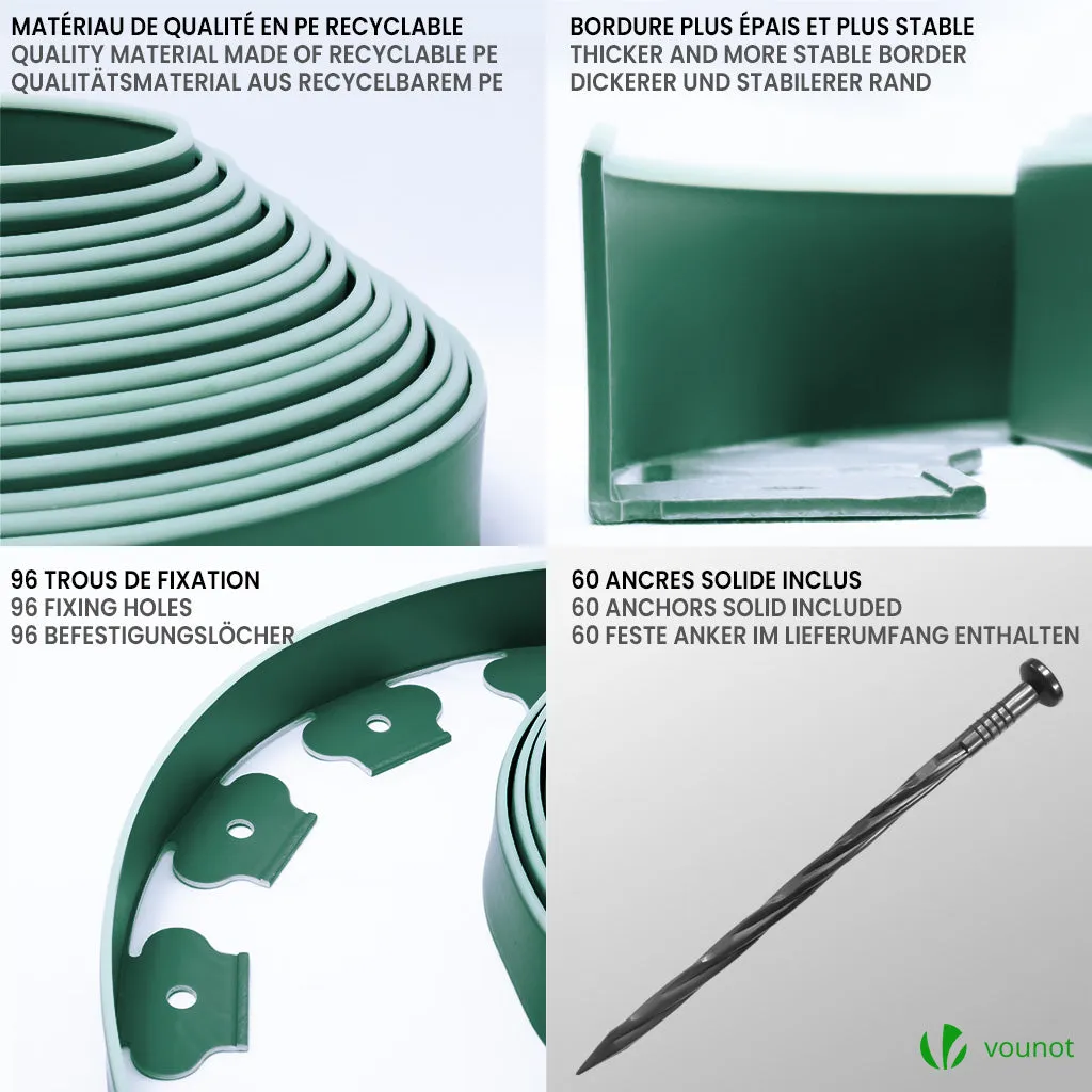 Vounot Bordura Giardino Flessibile 20m Verde con Picchetti