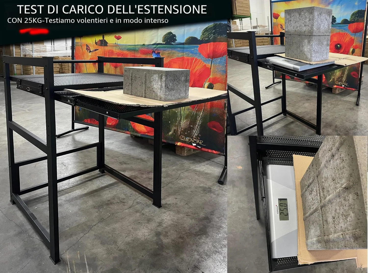 QUICK STAR Scaffale Lavatrice Nero con Vassoio 74x65x111 cm