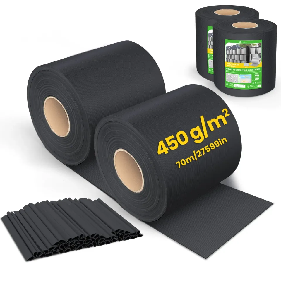 VOUNOT strisce frangivista PVC nere 19cm x 140m da recinzione