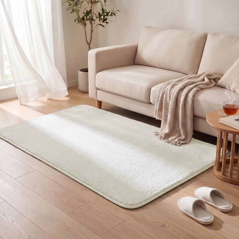 Vounot Tappeto Salotto 120x160cm Crema Pelo Raso Antiscivolo