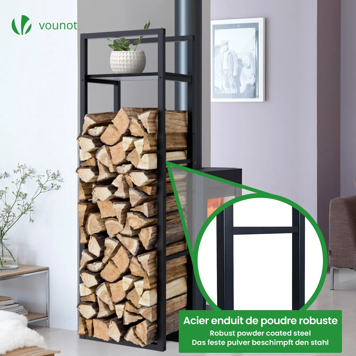 VOUNOT Portalegna Verticale Telescopico Nero 45x32x170cm Acciaio