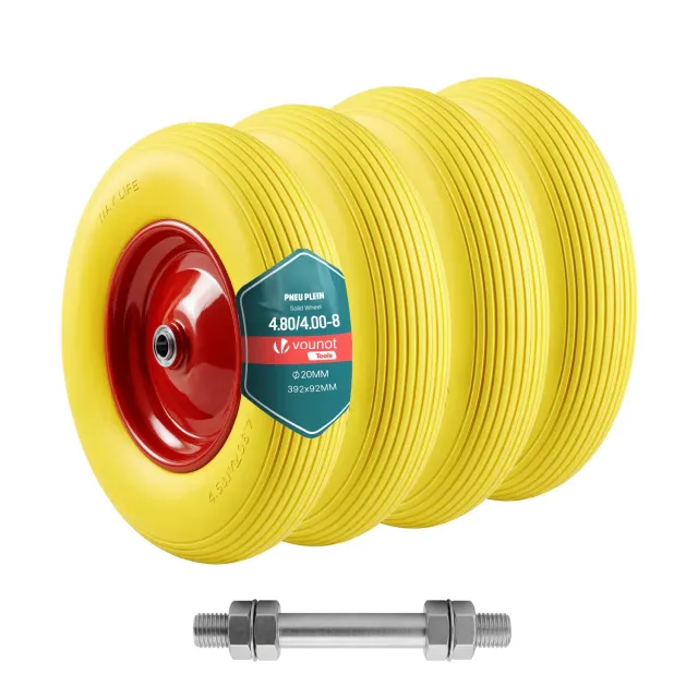 VOUNOT Ruota Piena 4.80/4.00-8 Carriola 4 Pezzi Antiforatura