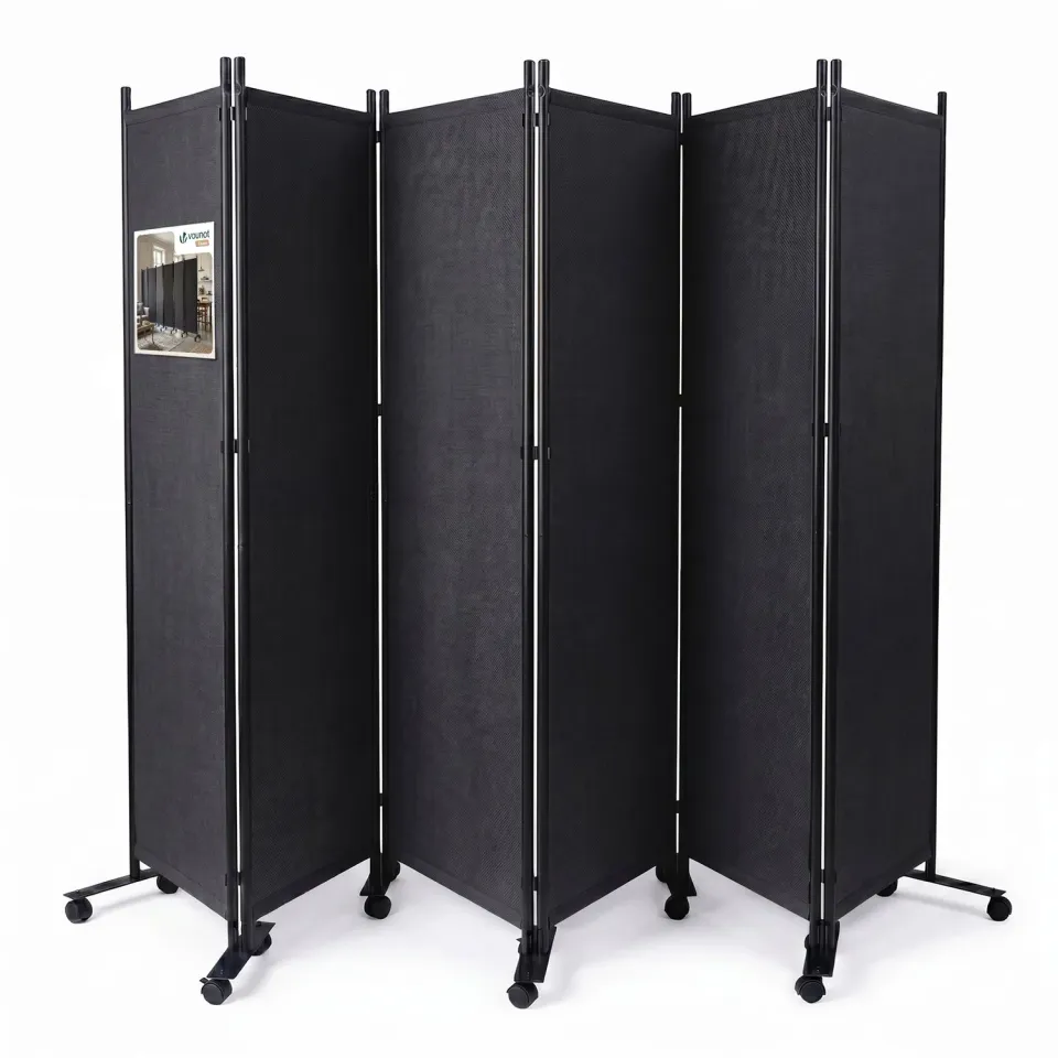 Vounot Paravento Interno 6 Pannelli 340x171 Antracite con Ruote