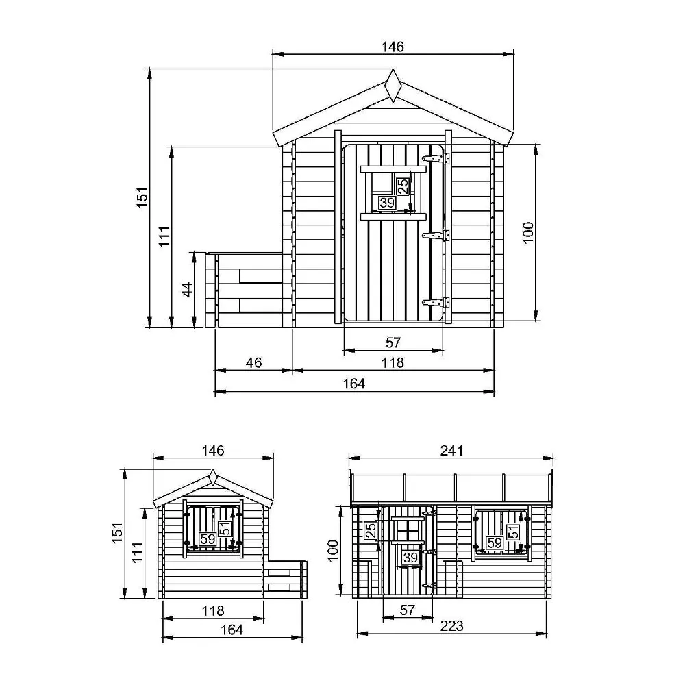 Timbela M503 casetta legno bambini 223x164 cm certificata
