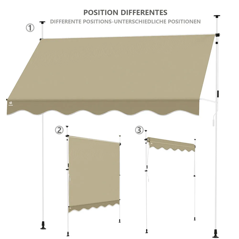VOUNOT Tenda da Sole Balcone 250 cm Beige Senza Fori