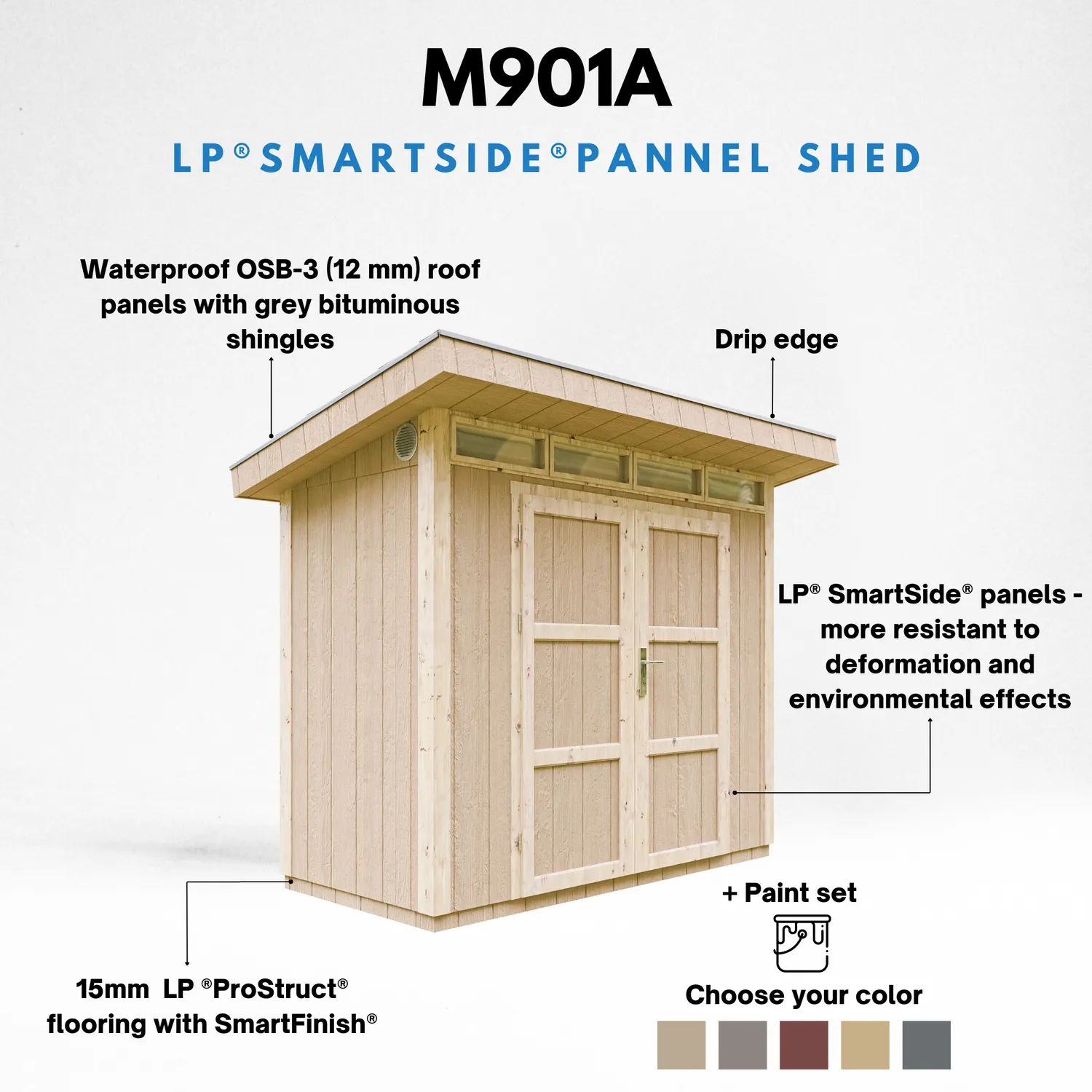 Timbela M901A casetta da giardino 118x250 cm SmartSide