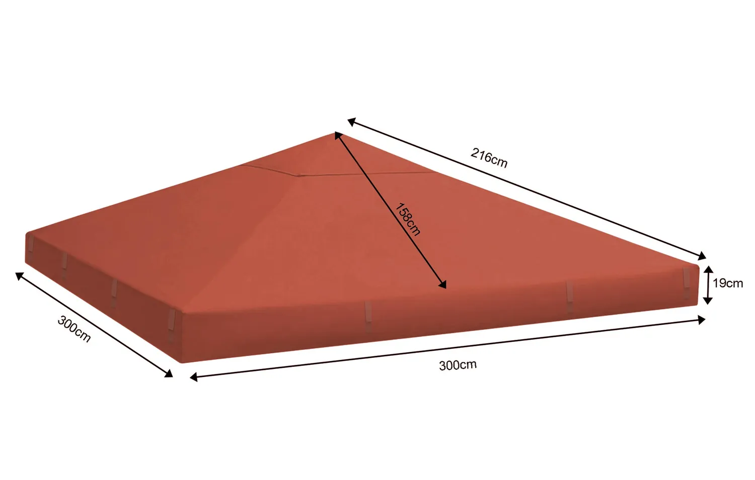Quick Star telo tetto ricambio gazebo 3x3 m terracotta PVC