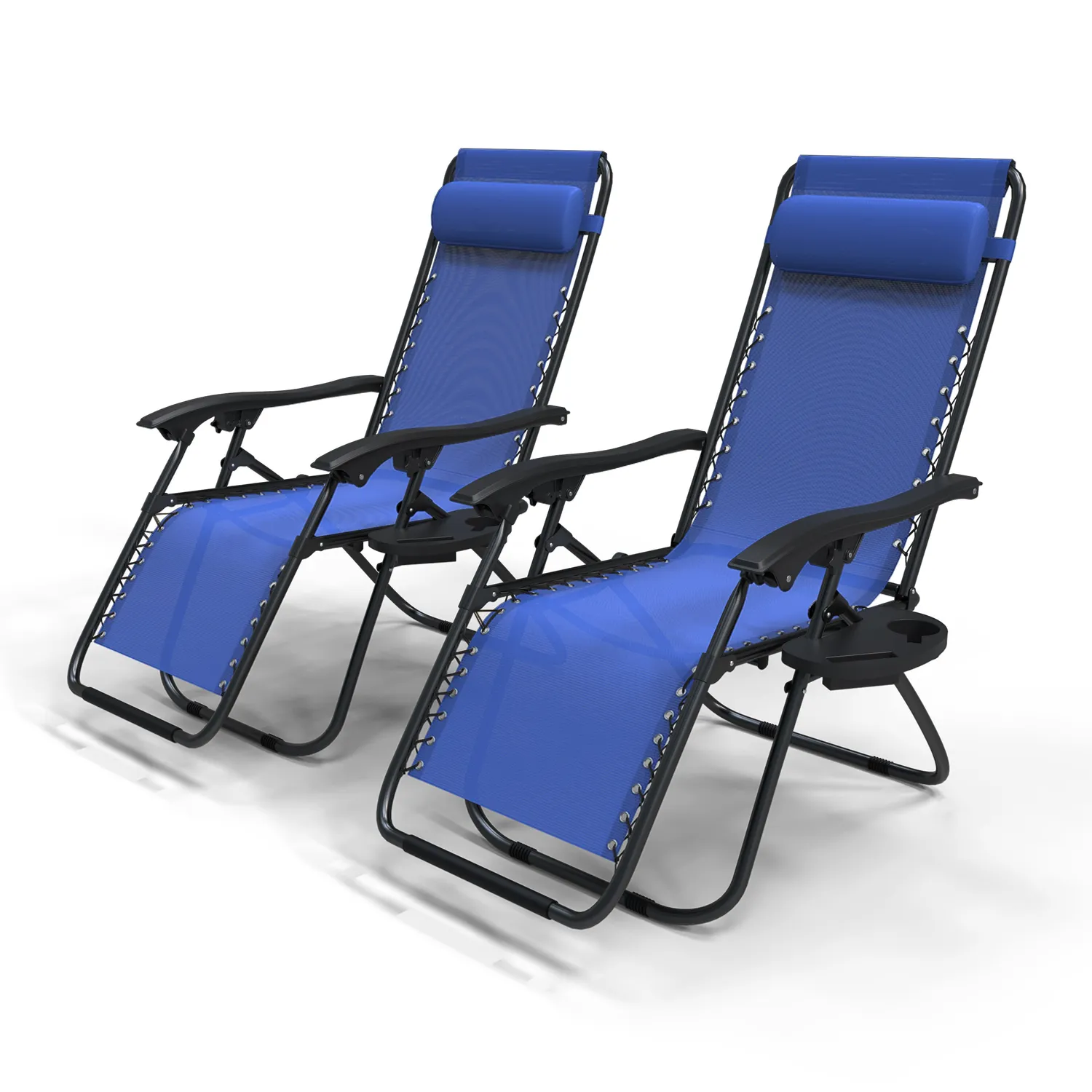 VOUNOT sedia sdraio reclinabile textilene blu portabicchiere