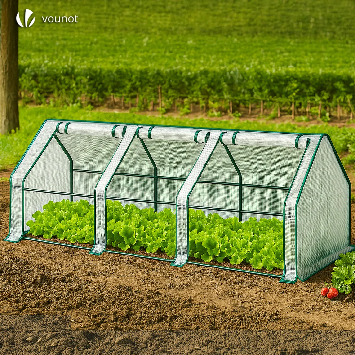 VOUNOT Mini Serra Giardino Bianca 270x90x90 cm 3 Porte