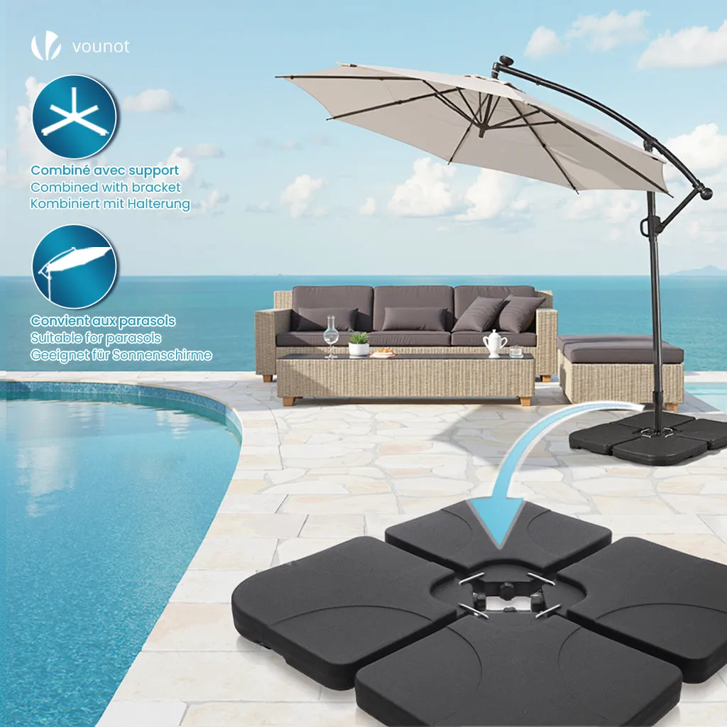 Vounot Zavorre Ombrellone HDPE Set 4 da 60L Nere Antivento