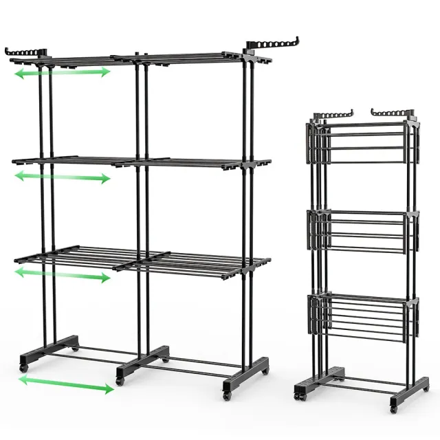 Vounot stendibiancheria a torre 190x53x170 cm nero 26 kg